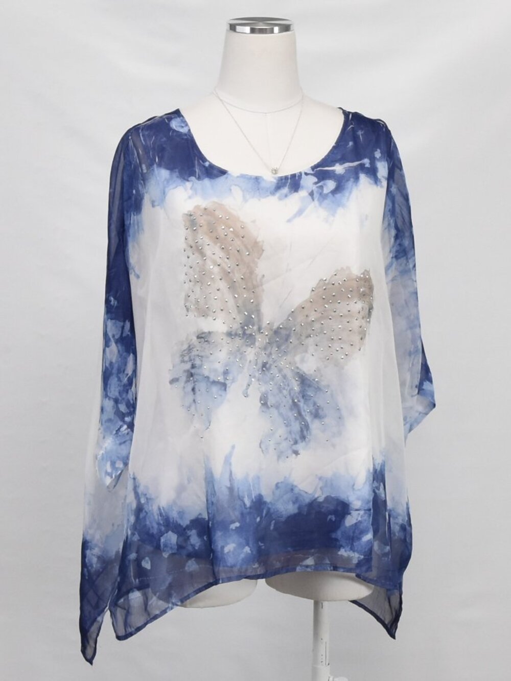 Layered Butterfly Print Top Size Large